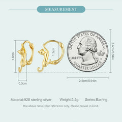 Sterling Silver Cute Cat Earrings Oxidation Shining Ear Bells Hypoallergenic for Women - PeticaDeals