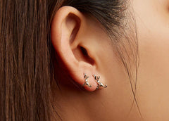 Sterling Silver Cute Cat Earrings Oxidation Shining Ear Bells Hypoallergenic for Women - PeticaDeals