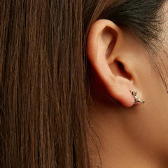 Sterling Silver Cute Cat Earrings Oxidation Shining Ear Bells Hypoallergenic for Women - PeticaDeals