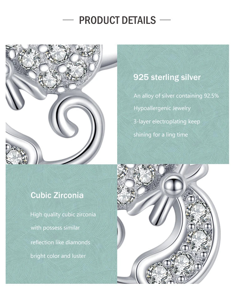 Sterling Silver Cute Cat Stud Earrings Charm Dazzling CZ Animal Earrings For Women Statement Fine Silver Jewelry - PeticaDeals