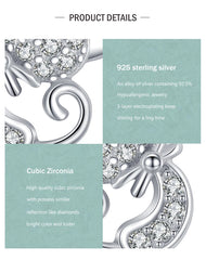 Sterling Silver Cute Cat Stud Earrings Charm Dazzling CZ Animal Earrings For Women Statement Fine Silver Jewelry - PeticaDeals