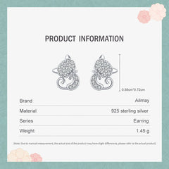 Sterling Silver Cute Cat Stud Earrings Charm Dazzling CZ Animal Earrings For Women Statement Fine Silver Jewelry - PeticaDeals