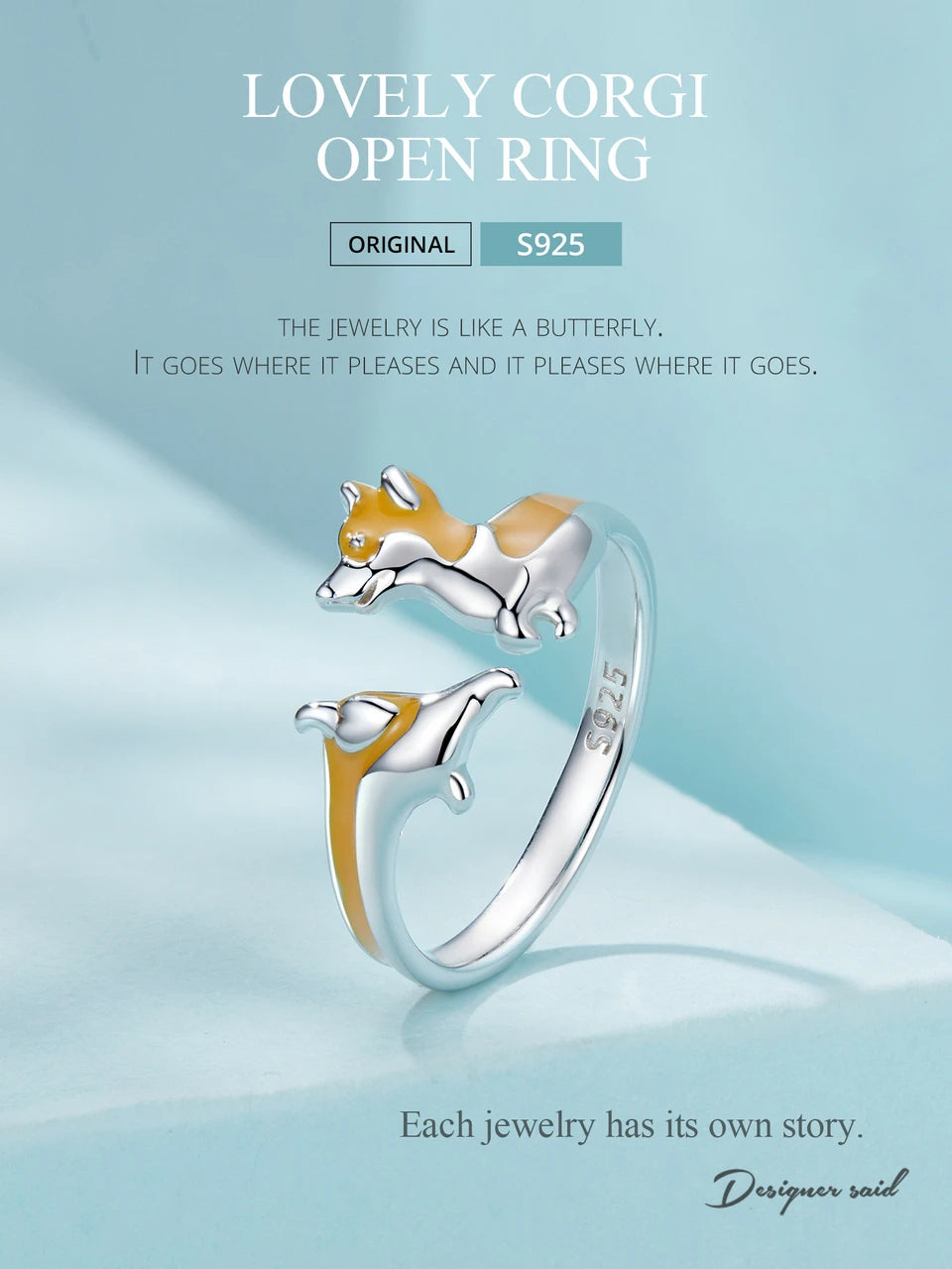 Sterling Silver Cute Corgi Open Ring Pet Animal Stud Earrings Enamel for Women - PeticaDeals