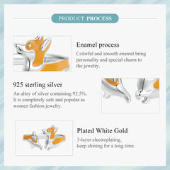 Sterling Silver Cute Corgi Open Ring Pet Animal Stud Earrings Enamel for Women - PeticaDeals