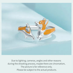 Sterling Silver Cute Corgi Open Ring Pet Animal Stud Earrings Enamel for Women - PeticaDeals