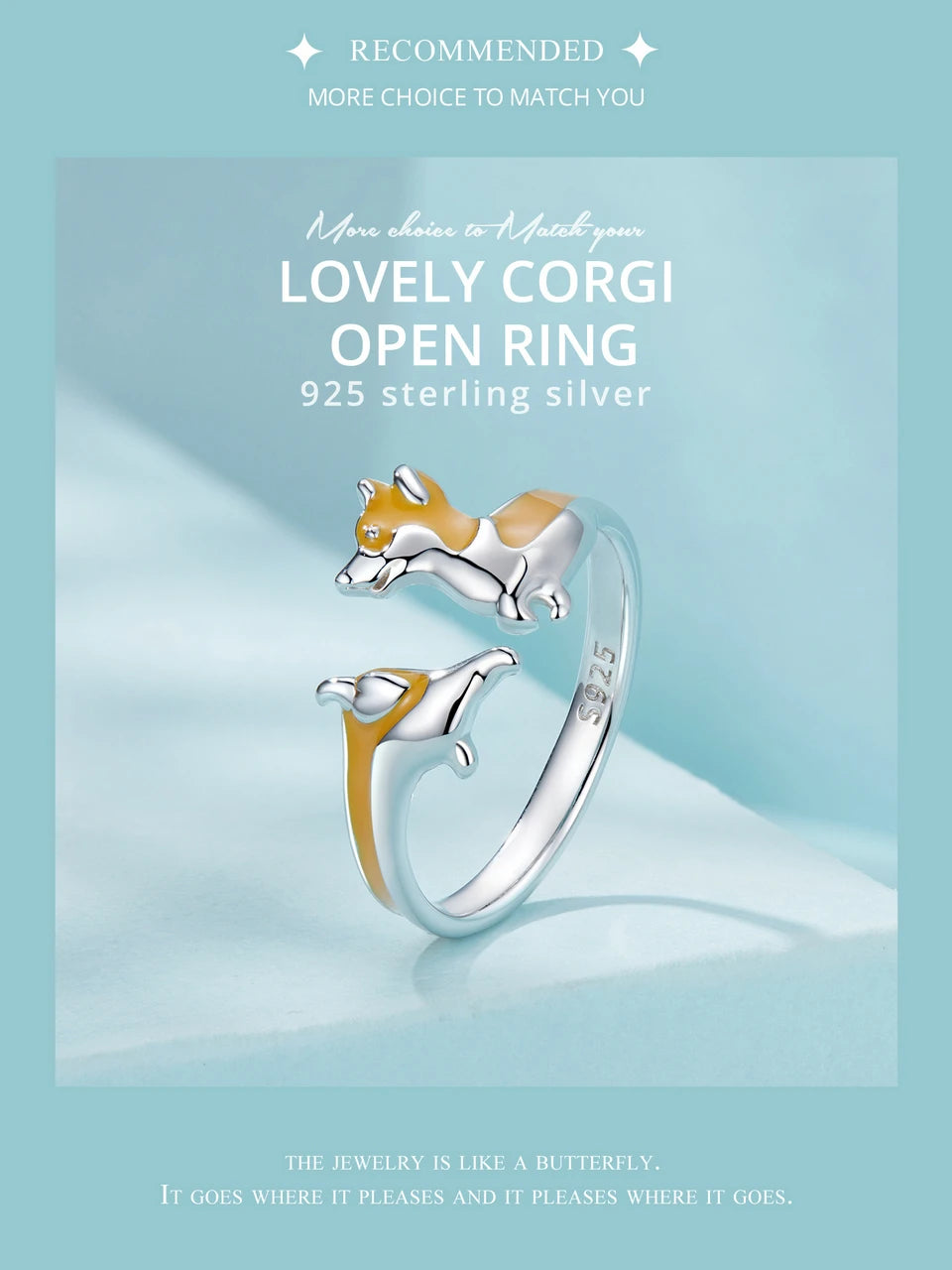 Sterling Silver Cute Corgi Open Ring Pet Animal Stud Earrings Enamel for Women - PeticaDeals