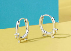 Sterling Silver Cute Dachshund Cat Hoop Earrings for Women - PeticaDeals