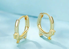 Sterling Silver Cute Dachshund Cat Hoop Earrings for Women - PeticaDeals