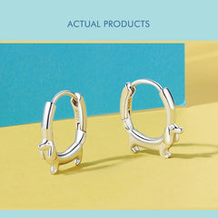 Sterling Silver Cute Dachshund Cat Hoop Earrings for Women - PeticaDeals