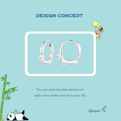 Sterling Silver Cute Dachshund Cat Hoop Earrings for Women - PeticaDeals