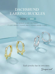 Sterling Silver Cute Dachshund Cat Hoop Earrings for Women - PeticaDeals