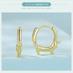 Sterling Silver Cute Dachshund Cat Hoop Earrings for Women - PeticaDeals
