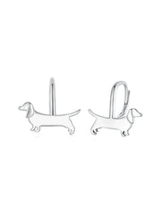 Sterling Silver Cute Dachshund Cat Hoop Earrings for Women - PeticaDeals