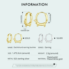 Sterling Silver Cute Dachshund Cat Hoop Earrings for Women - PeticaDeals