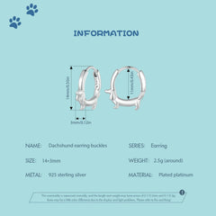 Sterling Silver Cute Dachshund Cat Hoop Earrings for Women - PeticaDeals