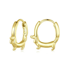 Sterling Silver Cute Dachshund Cat Hoop Earrings for Women - PeticaDeals