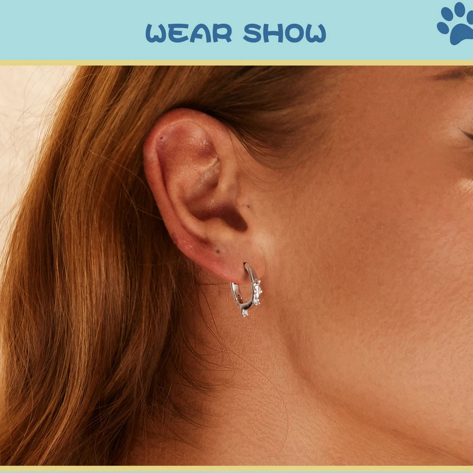 Sterling Silver Cute Dachshund Cat Hoop Earrings for Women - PeticaDeals