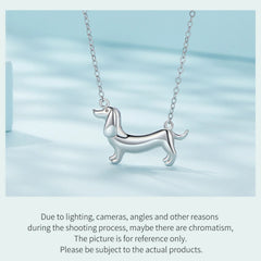 Sterling Silver Cute Dachshund Dog Pendant Necklace S925 Animal Pet Paw Zircon Links Necklace - PeticaDeals