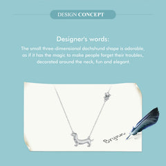Sterling Silver Cute Dachshund Dog Pendant Necklace S925 Animal Pet Paw Zircon Links Necklace - PeticaDeals