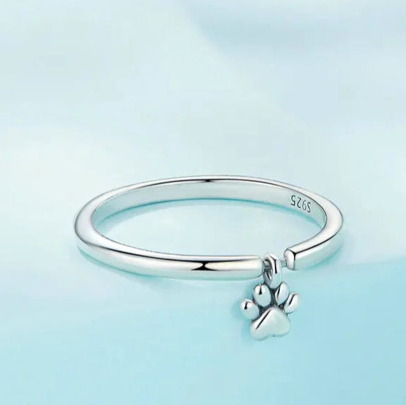 Sterling Silver Cute Dogs Claw Link Ring Pet Animal Rings For Women Fine Jewelry - PeticaDeals