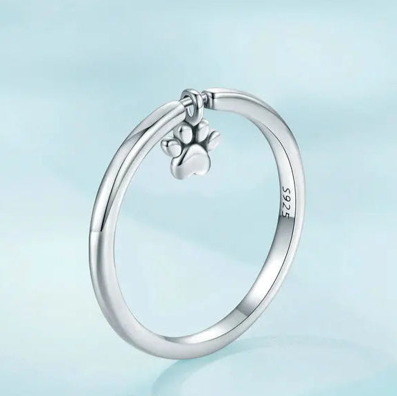 Sterling Silver Cute Dogs Claw Link Ring Pet Animal Rings For Women Fine Jewelry - PeticaDeals