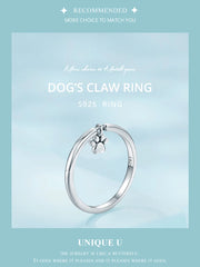 Sterling Silver Cute Dogs Claw Link Ring Pet Animal Rings For Women Fine Jewelry - PeticaDeals