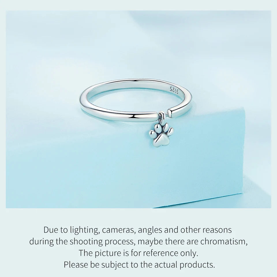 Sterling Silver Cute Dogs Claw Link Ring Pet Animal Rings For Women Fine Jewelry - PeticaDeals