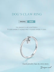 Sterling Silver Cute Dogs Claw Link Ring Pet Animal Rings For Women Fine Jewelry - PeticaDeals