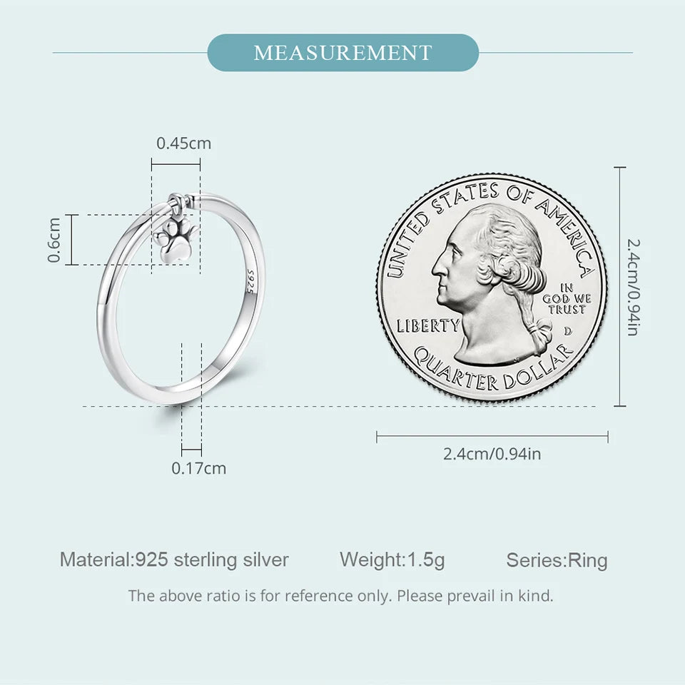 Sterling Silver Cute Dogs Claw Link Ring Pet Animal Rings For Women Fine Jewelry - PeticaDeals