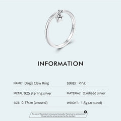 Sterling Silver Cute Dogs Claw Link Ring Pet Animal Rings For Women Fine Jewelry - PeticaDeals