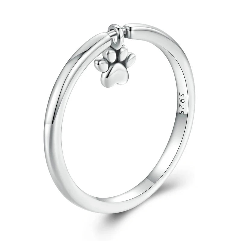 Sterling Silver Cute Dogs Claw Link Ring Pet Animal Rings For Women Fine Jewelry - PeticaDeals
