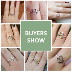 Sterling Silver Cute Little Cat & Heart Finger Ring for Women - PeticaDeals
