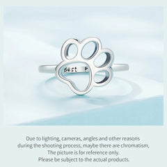 Sterling Silver Cute Pet Cat Paw Band Rings For Women - PeticaDeals