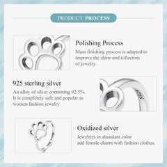 Sterling Silver Cute Pet Cat Paw Band Rings For Women - PeticaDeals