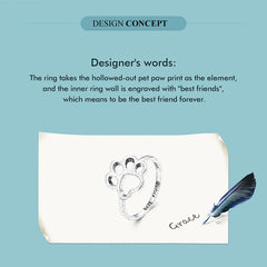 Sterling Silver Cute Pet Cat Paw Band Rings For Women - PeticaDeals
