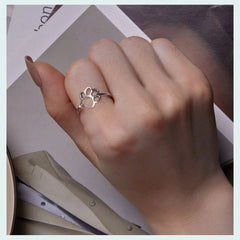 Sterling Silver Cute Pet Cat Paw Band Rings For Women - PeticaDeals