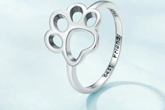 Sterling Silver Cute Pet Cat Paw Band Rings For Women - PeticaDeals