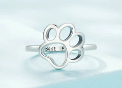 Sterling Silver Cute Pet Cat Paw Band Rings For Women - PeticaDeals