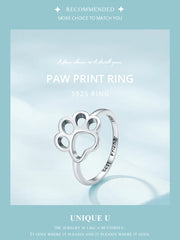 Sterling Silver Cute Pet Cat Paw Band Rings For Women - PeticaDeals