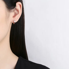 Sterling Silver Cute Pink Cat Claw Hoop Earrings Women's Fine Jewelry - PeticaDeals