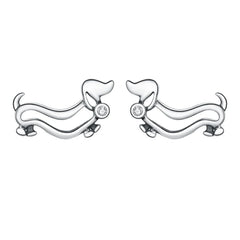 Sterling Silver Cute Puppy Stud Earrings for Women Plated platinum Silver women's silver Jewelry - PeticaDeals