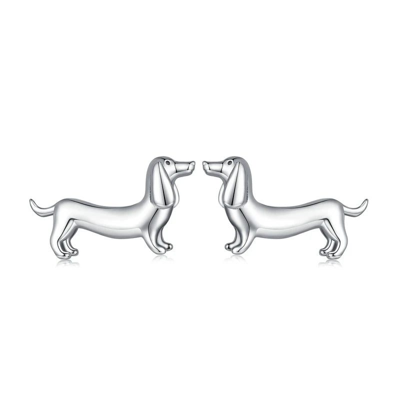 Sterling Silver Cute Puppy Stud Earrings for Women Plated platinum Silver women's silver Jewelry - PeticaDeals