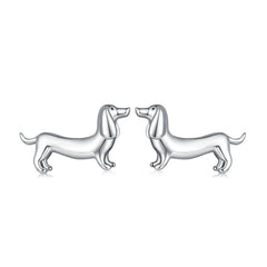 Sterling Silver Cute Puppy Stud Earrings for Women Plated platinum Silver women's silver Jewelry - PeticaDeals