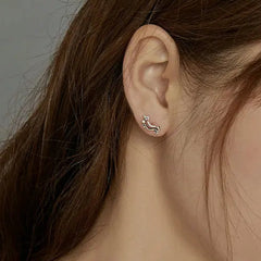 Sterling Silver Cute Puppy Stud Earrings for Women Plated platinum Silver women's silver Jewelry - PeticaDeals