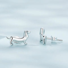 Sterling Silver Cute Puppy Stud Earrings for Women Plated platinum Silver women's silver Jewelry - PeticaDeals