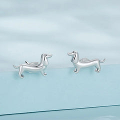 Sterling Silver Cute Puppy Stud Earrings for Women Plated platinum Silver women's silver Jewelry - PeticaDeals