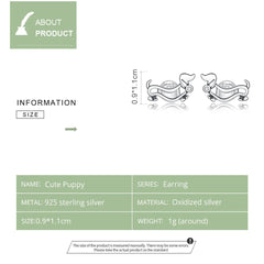 Sterling Silver Cute Puppy Stud Earrings for Women Plated platinum Silver women's silver Jewelry - PeticaDeals