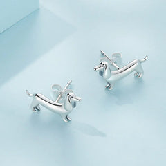 Sterling Silver Cute Puppy Stud Earrings for Women Plated platinum Silver women's silver Jewelry - PeticaDeals