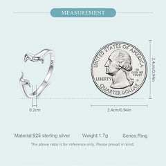 Sterling Silver Dachshund Dog Rings Adjustable Cut Animal Open Ring for Women - PeticaDeals