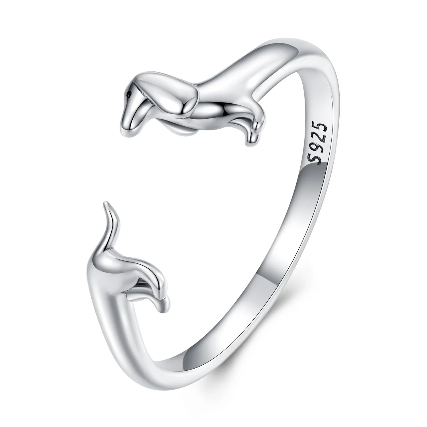 Sterling Silver Dachshund Dog Rings Adjustable Cut Animal Open Ring for Women - PeticaDeals